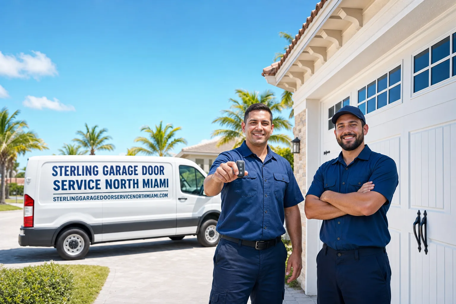 Sterling Garage Door Service North Miami service vehicle and crew in North Miami, FL